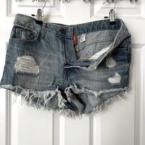 H&M Blue Distressed Jean Shorts